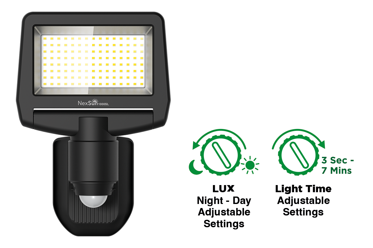 NexSun 1000SL | 1000 Lumens | Solar Security Light with Separate Panel