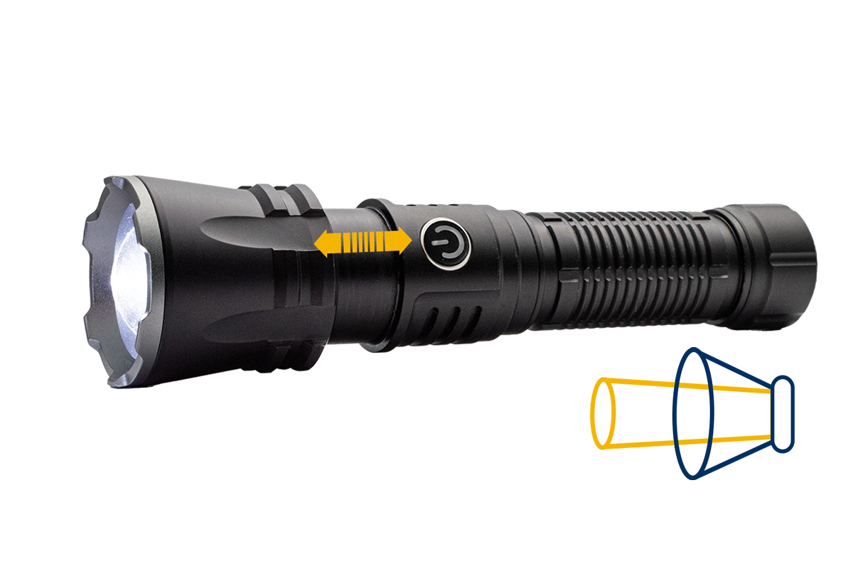 Torche à LED LE zoomable d'intensité réglable Torche à LED LE zoomable d'intensité réglable