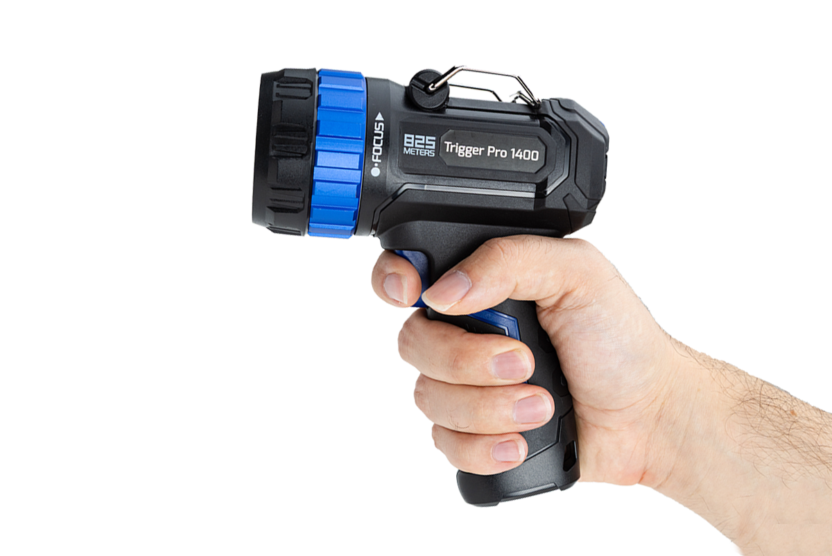 Trigger Pro 1400 | 1400 Lumen | Wiederaufladbarer Suchscheinwerfer