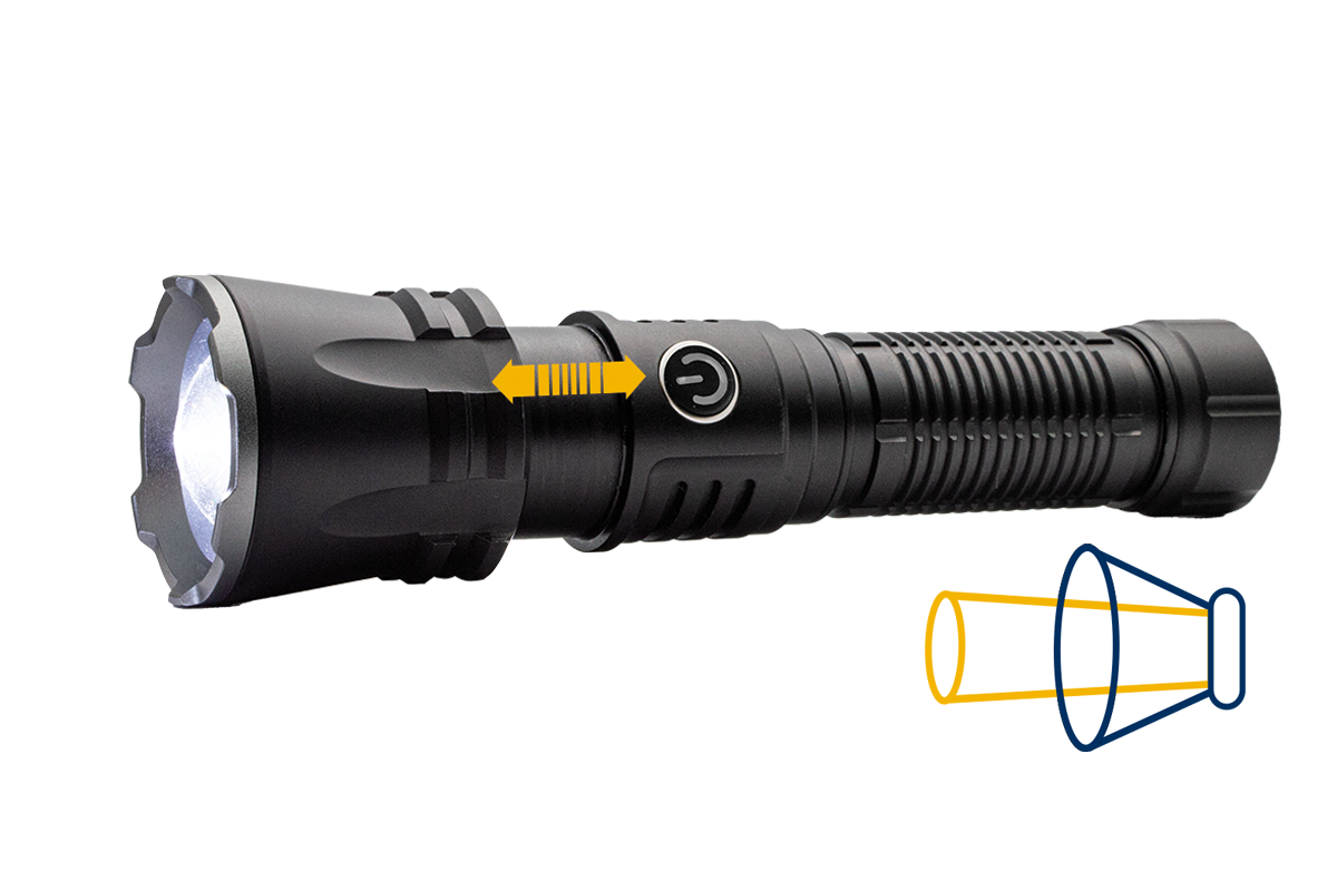 Zoom 2000 | 2000 Lumens | Rechargeable Mixed beam zoom Torch